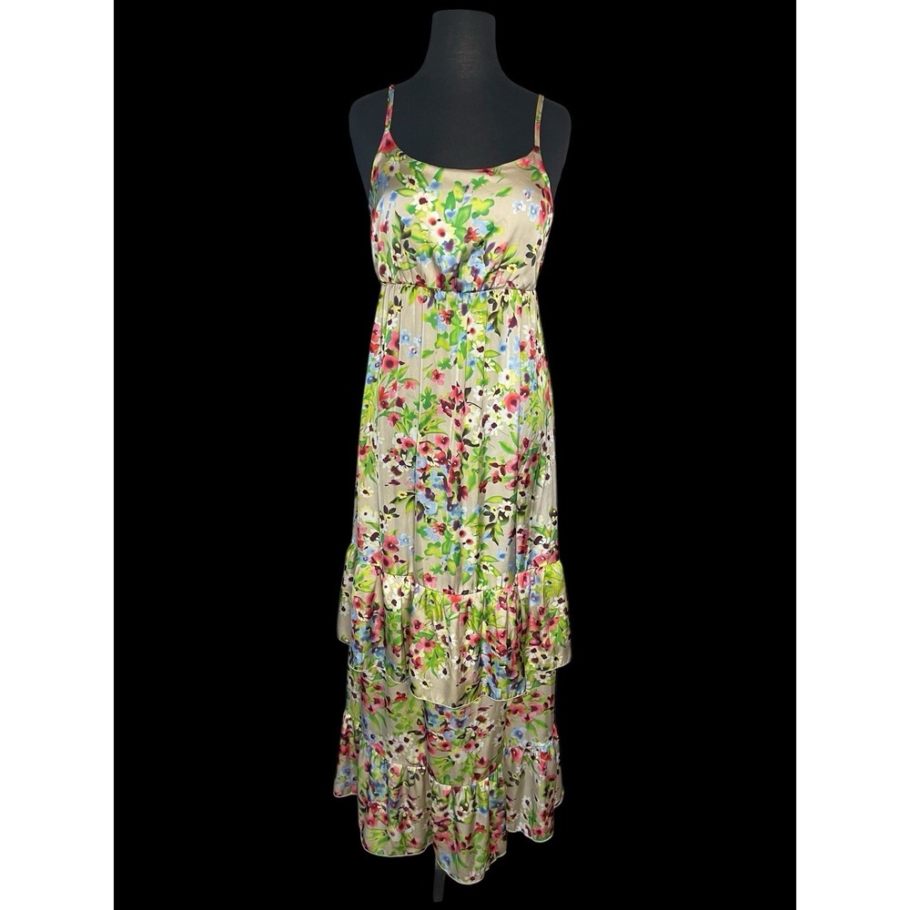Old Navy‎ Floral Tiered Maxi Slip Dress Womens M Fairy Cottagecore Romantic Boho